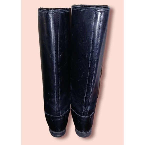 Lands End Womens Knee High Riding Boots Black Leather Stretch Pull On 6 1/2B - Picture 6 of 6